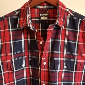 🔥3/$45 or 5/$60🔥  EXPRESS plaid short-sleeved fitted shirt